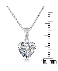 Genevive Women's Sterling Silver 18K Rose Gold Plated Colored Cubic Zirconia Heart-shape Necklace