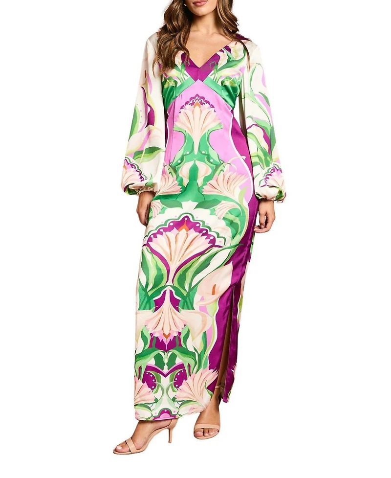 Coast Women's Long Sleeve Placement Print Midi Dress