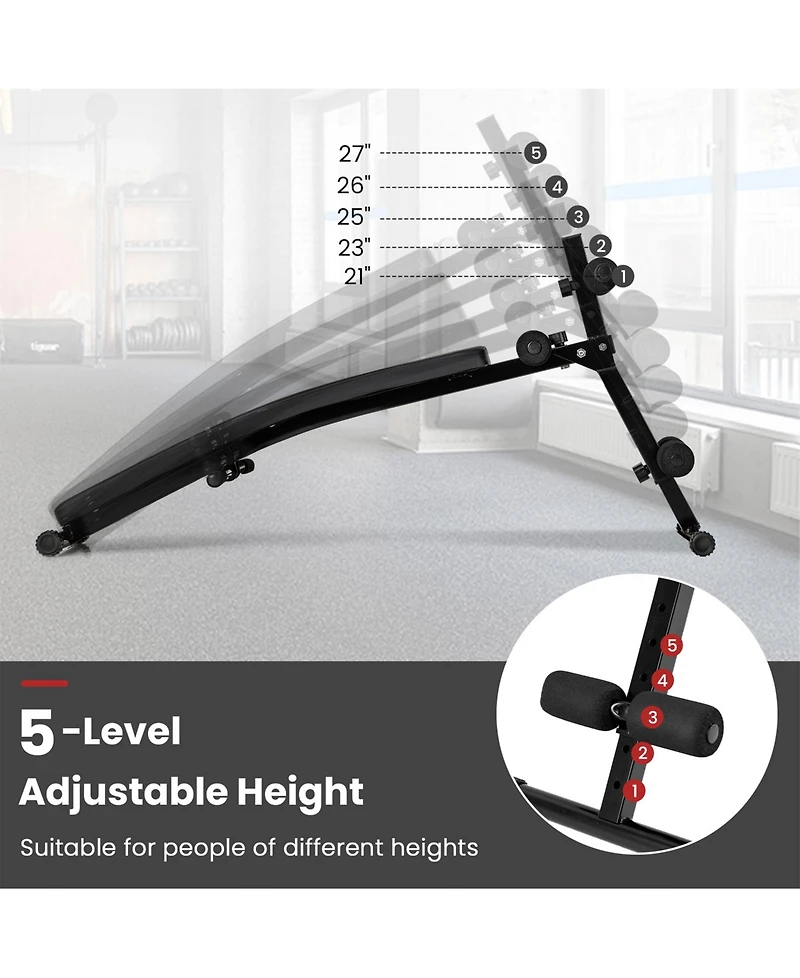 Sugift Adjustable Decline Sit Up Bench for Exercise for Home Gym