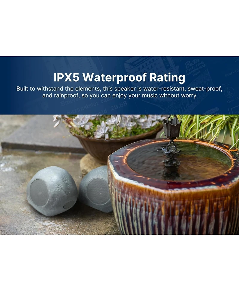 Emerson Ers-2000 Mini Pebbles Bluetooth Waterproof Outdoor Rock Speakers