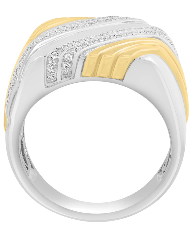 Effy Collection Men's Diamond (3/8 ct. t.w.) Ring in Gold over Sterling Silver