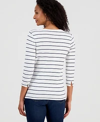 Style & Co Petite Pima Candy Boat Neck Shitake Top, Macy's Exclusive