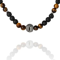 Lucky Brand Men s Lava Rock & Tiger Eye Beaded Necklace, 22''