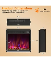 Sugift 18 Inch 1500W Electric Fireplace Insert with Remote Control