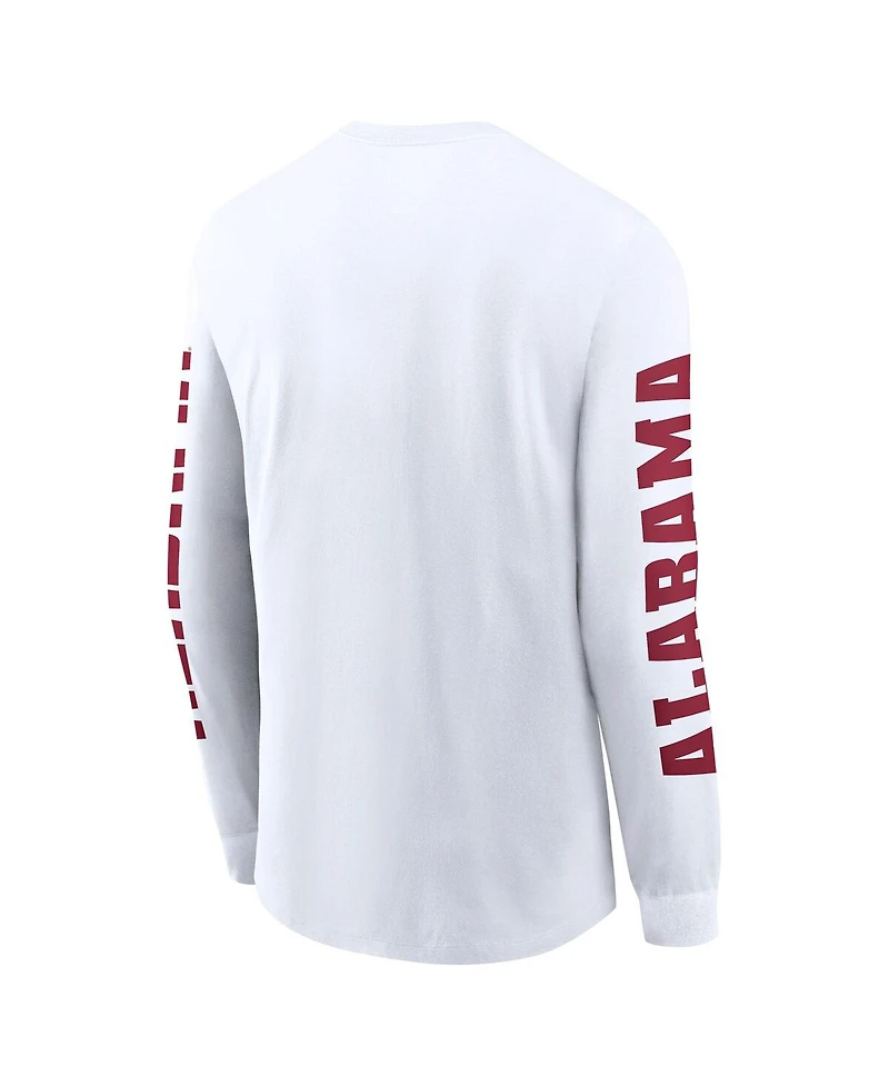 Nike Men's White Alabama Crimson Tide Basketball Icon Two-Hit Long Sleeve T-Shirt
