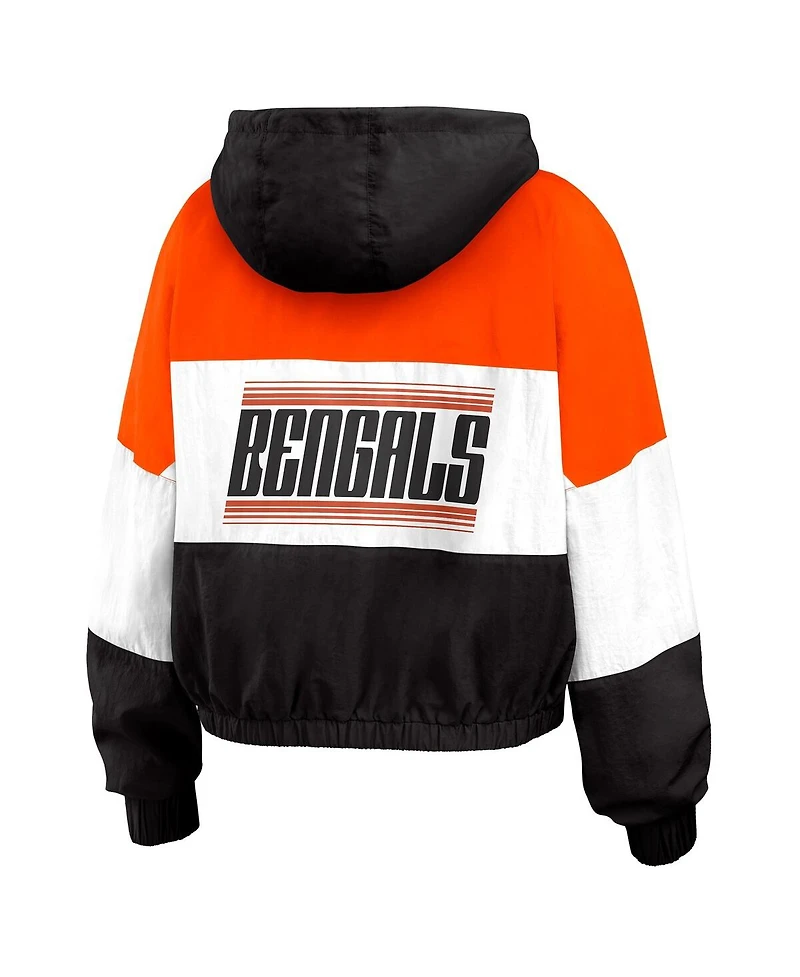 Wear by Erin Andrews Women's Black Cincinnati Bengals Plus Color Block Full-Zip Windbreaker Jacket