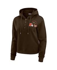 Wear by Erin Andrews Women's Brown Cleveland Browns Waffle Hoodie Pullover Top