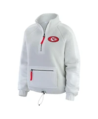 Wear by Erin Andrews Women's White Kansas City Chiefs Polar Fleece Half-Zip Jacket