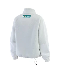 Wear by Erin Andrews Women's White Miami Dolphins Polar Fleece Half-Zip Jacket