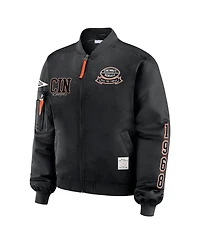 Wear by Erin Andrews Women's Black Cincinnati Bengals Patch Full-Zip Bomber Jacket