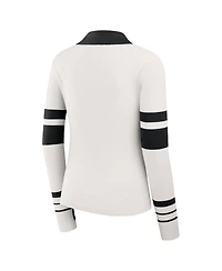 Wear by Erin Andrews Women's White Cincinnati Bengals Ribbed Henley Polo Shirt