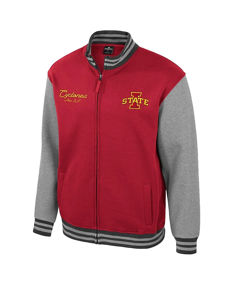 Colosseum Men's Cardinal Iowa State Cyclones Ambi-Turner Full-Zip Varsity Jacket