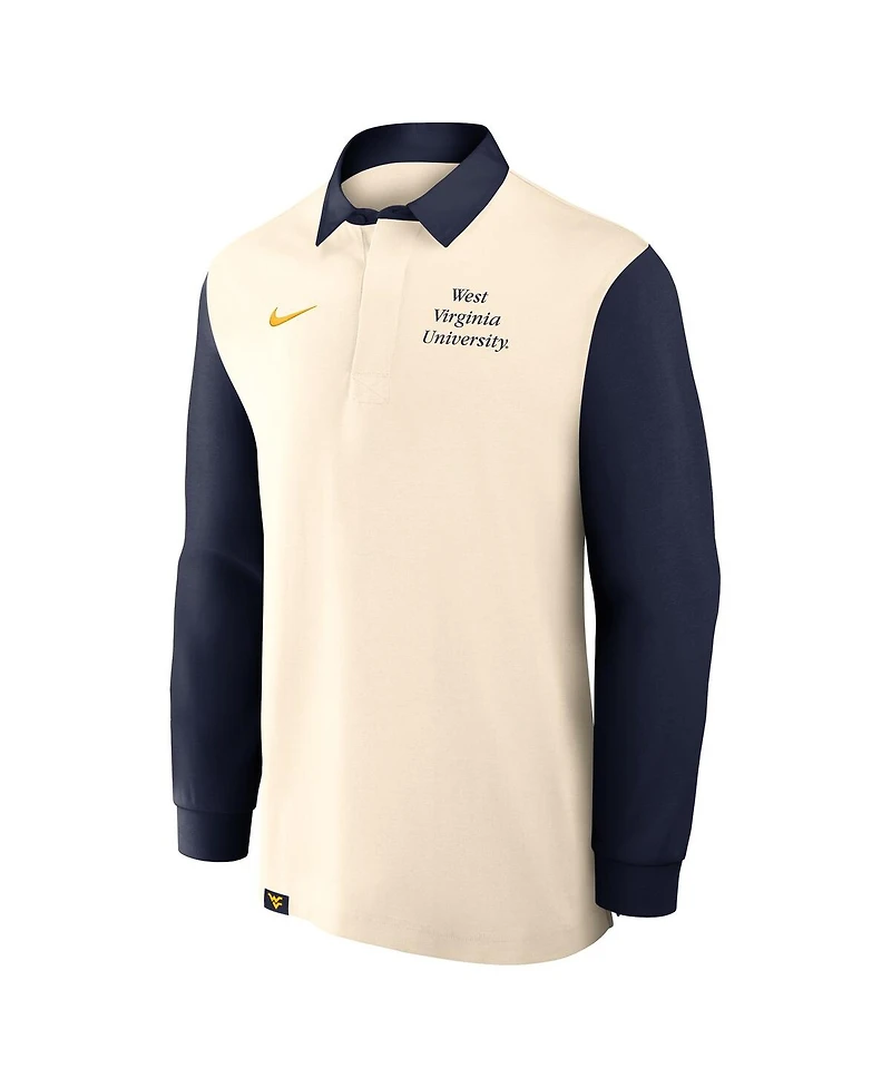 Nike Men's Cream/Navy West Virginia Mountaineers Rugby Long Sleeve Shirt