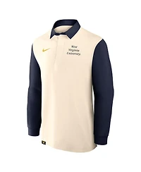Nike Men's Cream/Navy West Virginia Mountaineers Rugby Long Sleeve Shirt