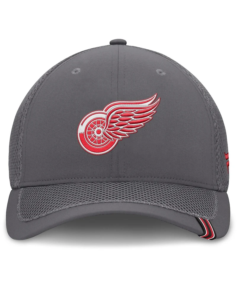 Fanatics Men's Gray Detroit Red Wings Clincher Team Stripes Flex Hat