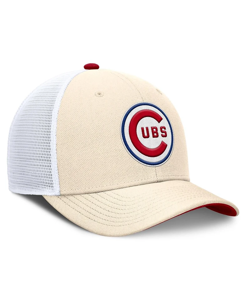 Nike Men's Natural Chicago Cubs Cooperstown Collection Dri-fit Rise Trucker Adjustable Hat