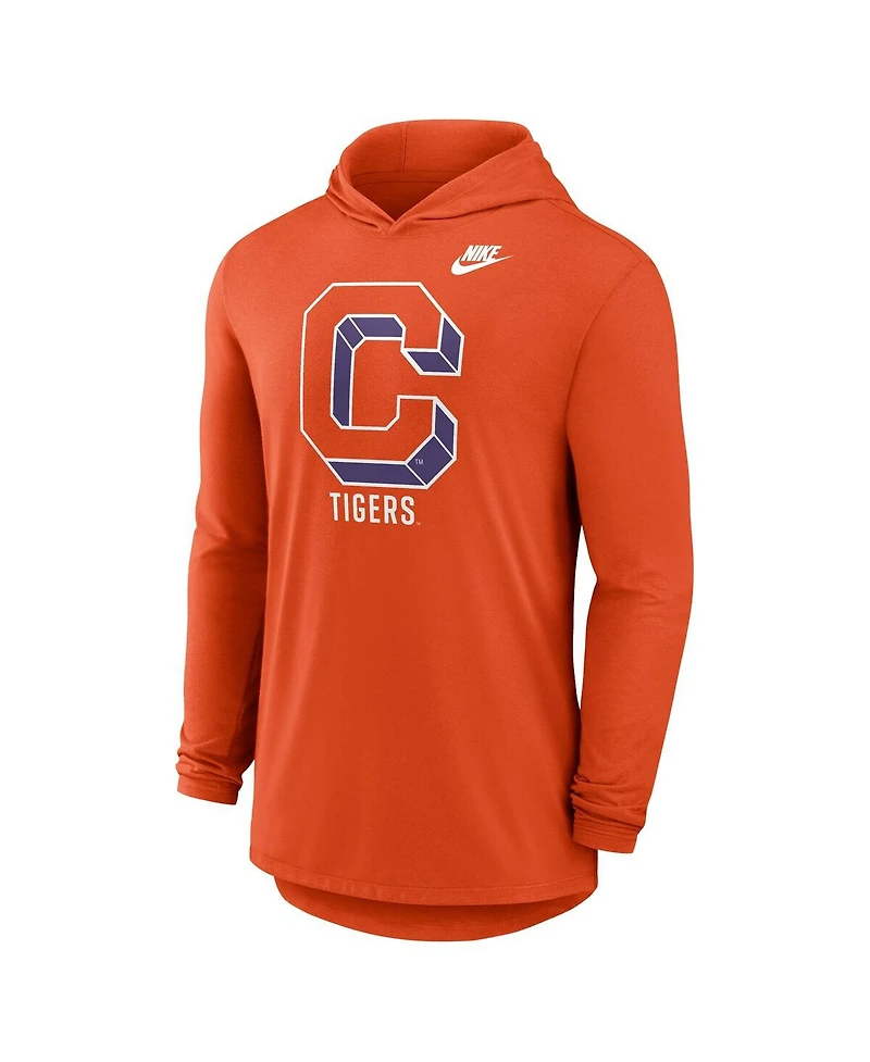 Nike Men's Orange Clemson Tigers Legacy Tri-Blend Dri-fit Long Sleeve Hoodie T-Shirt