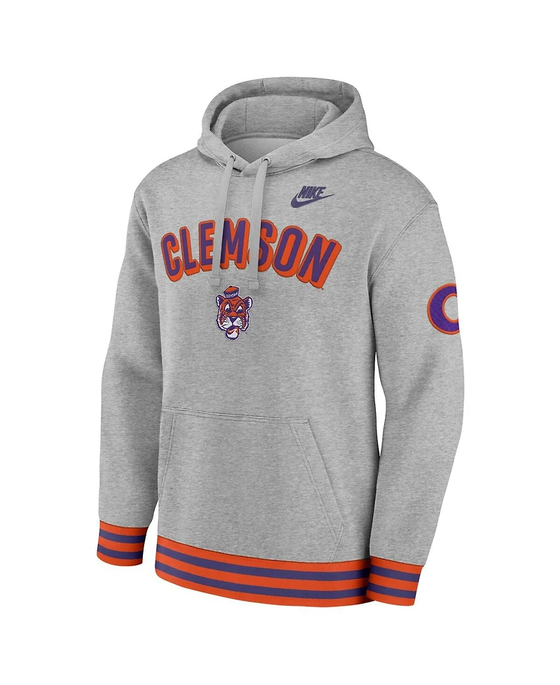 Nike Men's Heather Gray Clemson Tigers Legacy Retro Pullover Hoodie