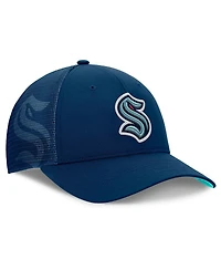 Fanatics Men's Deep Sea Blue Seattle Kraken Authentic Pro Home Ice Trucker Adjustable Hat