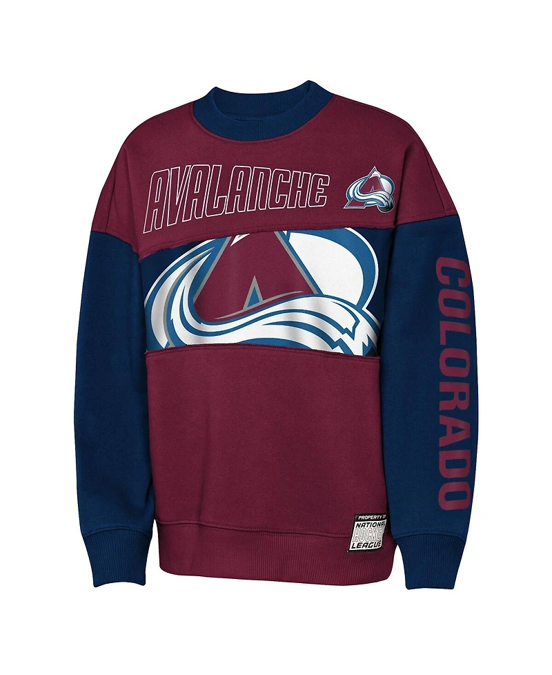Outerstuff Big Boys and Girls Burgundy/Navy Colorado Avalanche Impact Player Sweatshirt