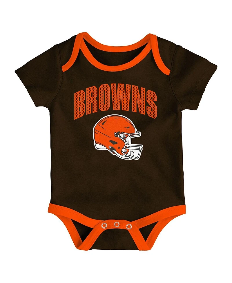 Outerstuff Baby Boys and Girls 3-Piece Cleveland Browns All Day Play Bodysuit Set