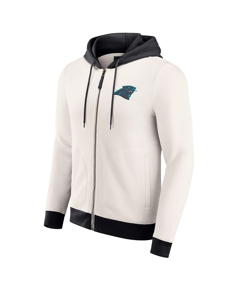 Darius Rucker Collection by Fanatics Men's Cream Carolina Panthers Distressed Graphics Full-Zip Hoodie