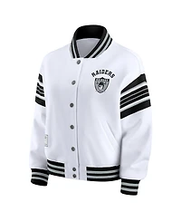 Wear by Erin Andrews Women's White Las Vegas Raiders Plus Full-Snap Fleece Sweatshirt Jacket