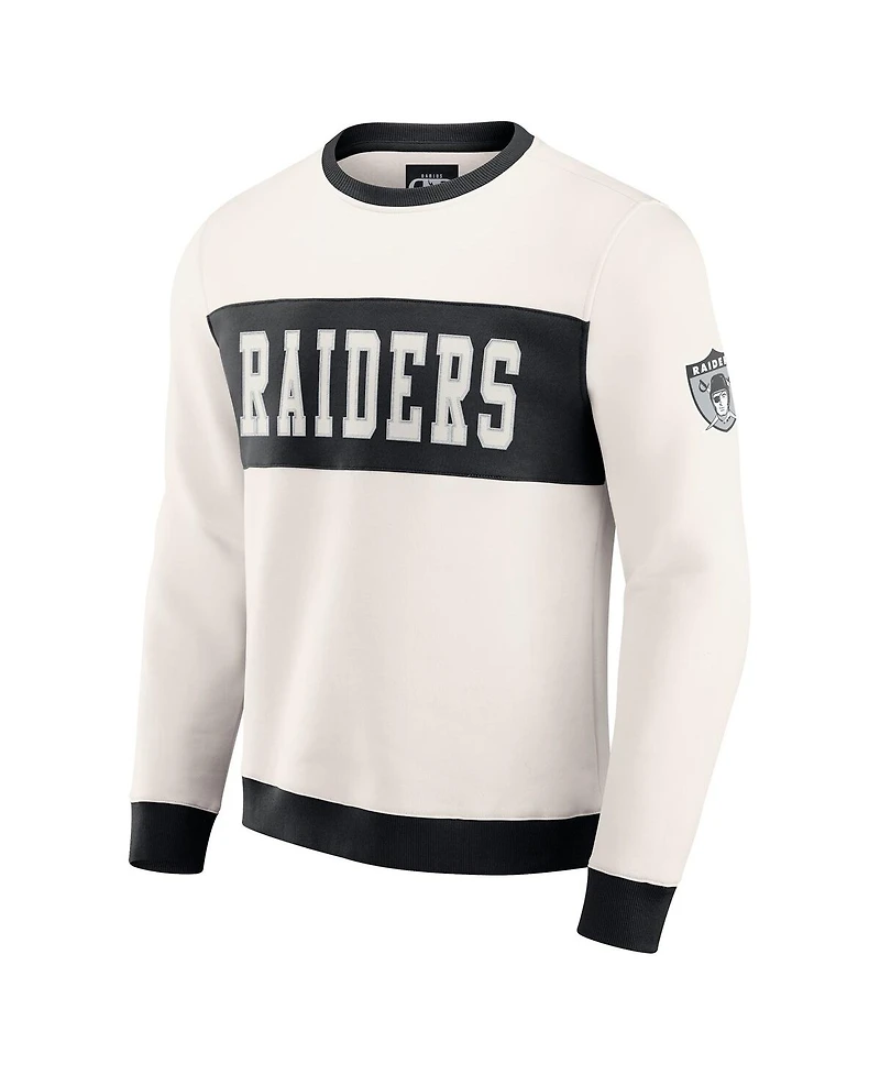 Darius Rucker Collection by Fanatics Men's Cream Las Vegas Raiders Color block Pullover Sweatshirt