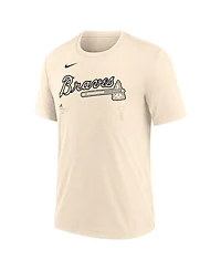 Nike Men's Natural Atlanta Braves Wordmark Tri-Blend T-Shirt