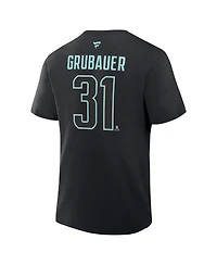 Fanatics Men's Philipp Grubauer Black Seattle Kraken Authentic Stack Name Number T-Shirt