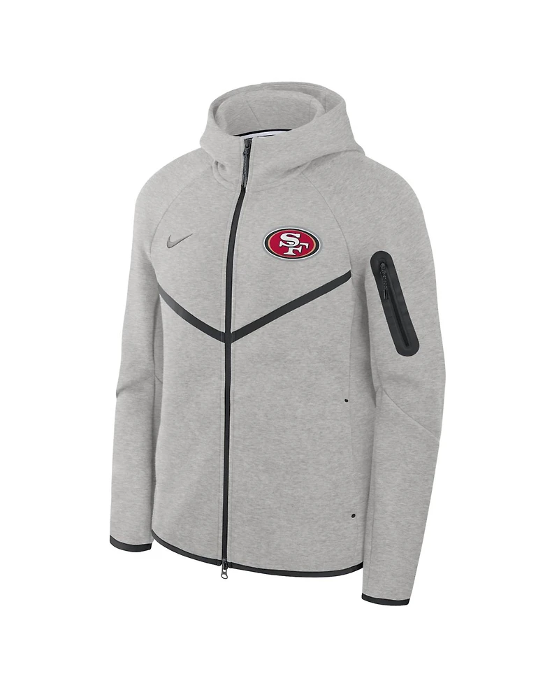 Nike Men's Heather Gray San Francisco 49ers Tech Fleece Full-Zip Windrunner Hoodie