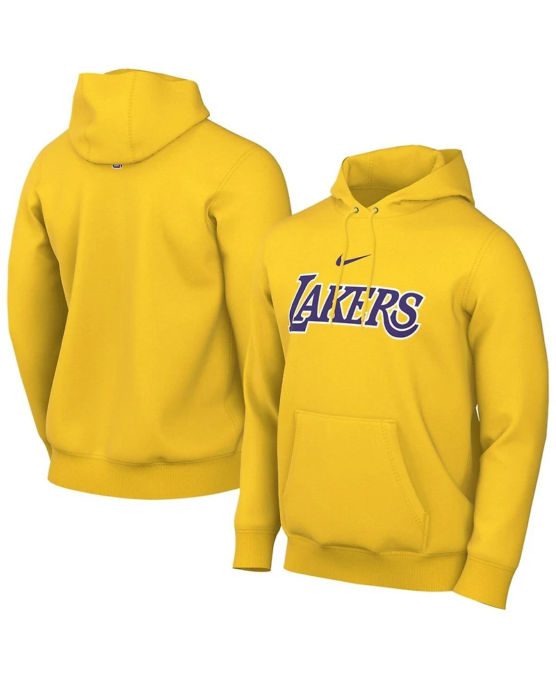 Nike Men's Gold Los Angeles Lakers Sportswear Essential Wordmark Club Hoodie
