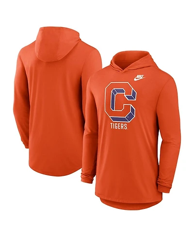 Nike Men's Orange Clemson Tigers Legacy Tri-Blend Dri-fit Long Sleeve Hoodie T-Shirt