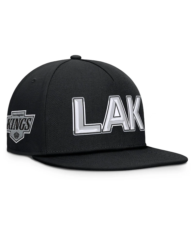 Fanatics Men's Black Los Angeles Kings Authentic Pro Rink Team Code Snapback Hat