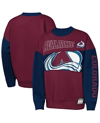 Outerstuff Big Boys and Girls Burgundy/Navy Colorado Avalanche Impact Player Sweatshirt