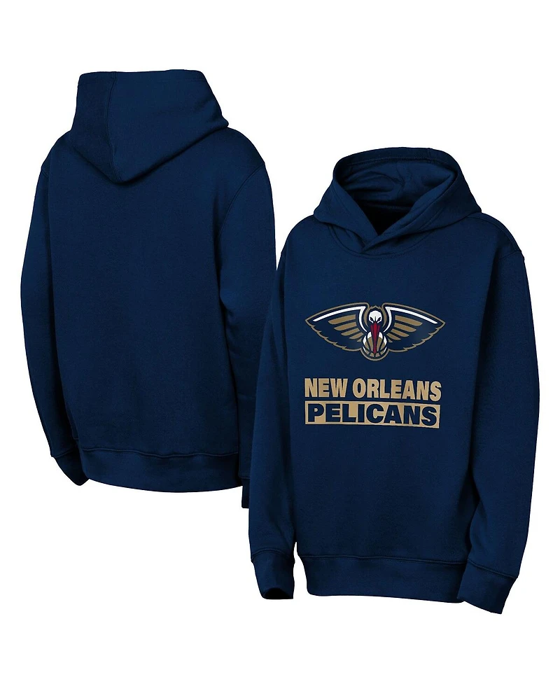Outerstuff Big Boys and Girls Navy New Orleans Pelicans Back to the Basics Hoodie Sweatshirt