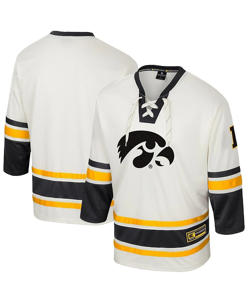 Colosseum Men'sCream Iowa Hawkeyes Puck Proud Fashion Hockey Jersey