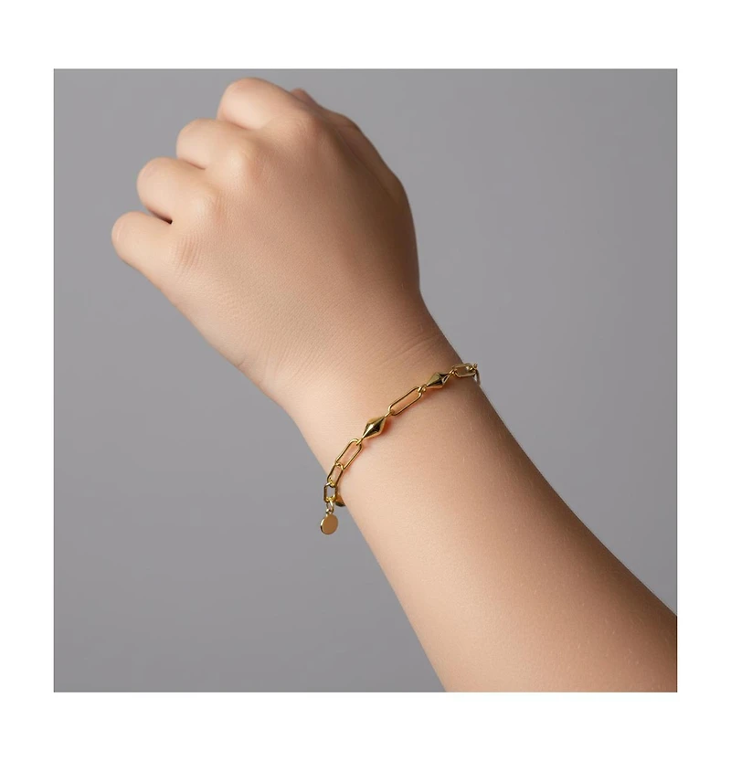Sophisticated 14K Gold Plated Paperclip Link & Chain Bracelet