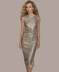 Donna Karan New York Women's Sleeveless Side Ruched Midi Dress