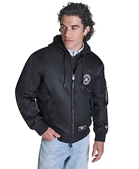 Converse Men's Hooded Bib Varsity Bomber Jacket