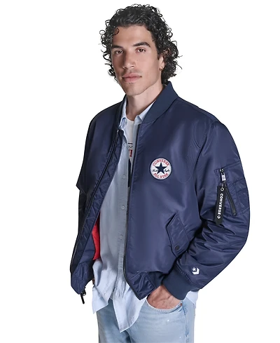 Converse Men's Hooded Bib Varsity Bomber Jacket