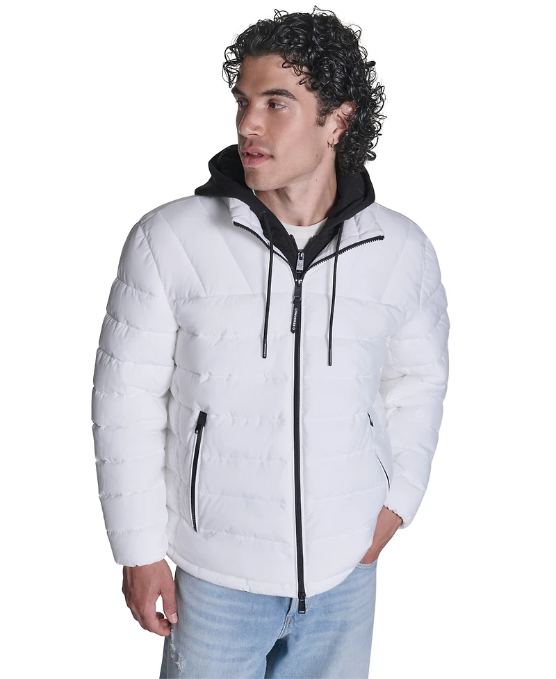 Converse Men's Lightweight Hooded Bib Puffer Jacket
