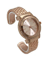 Olivia Pratt Rose Gold Solid And Rhinestones Bangle Watch