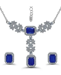 Christian Siriano New York Cubic Zirconia Halo Accents Necklace and Earrings Set