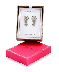 Christian Siriano New York Cubic Zirconia Flower Design Linear Drop Earrings