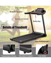 Sugift 2.25HP Electric Running Machine Treadmill with Speaker and App Control-Red