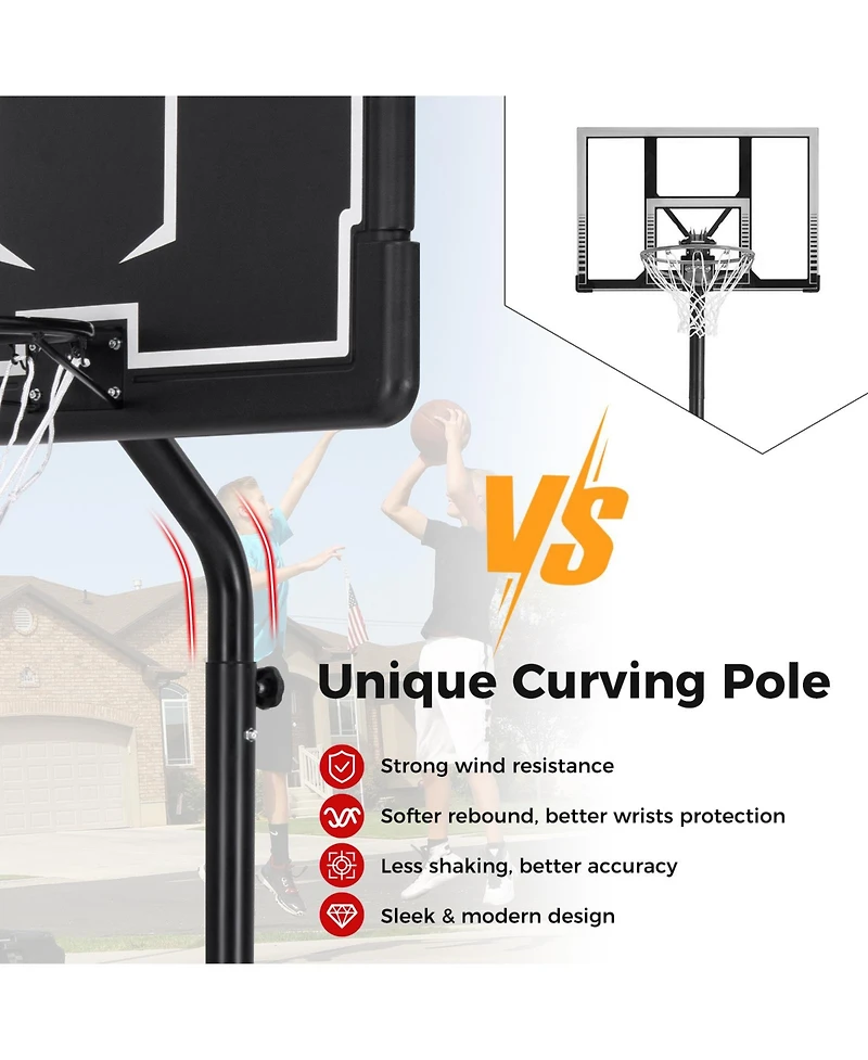 Givimo Basketball Hoop 5.6-6.5 Ft Height Adjustable for Kids with Shatterproof Backboard