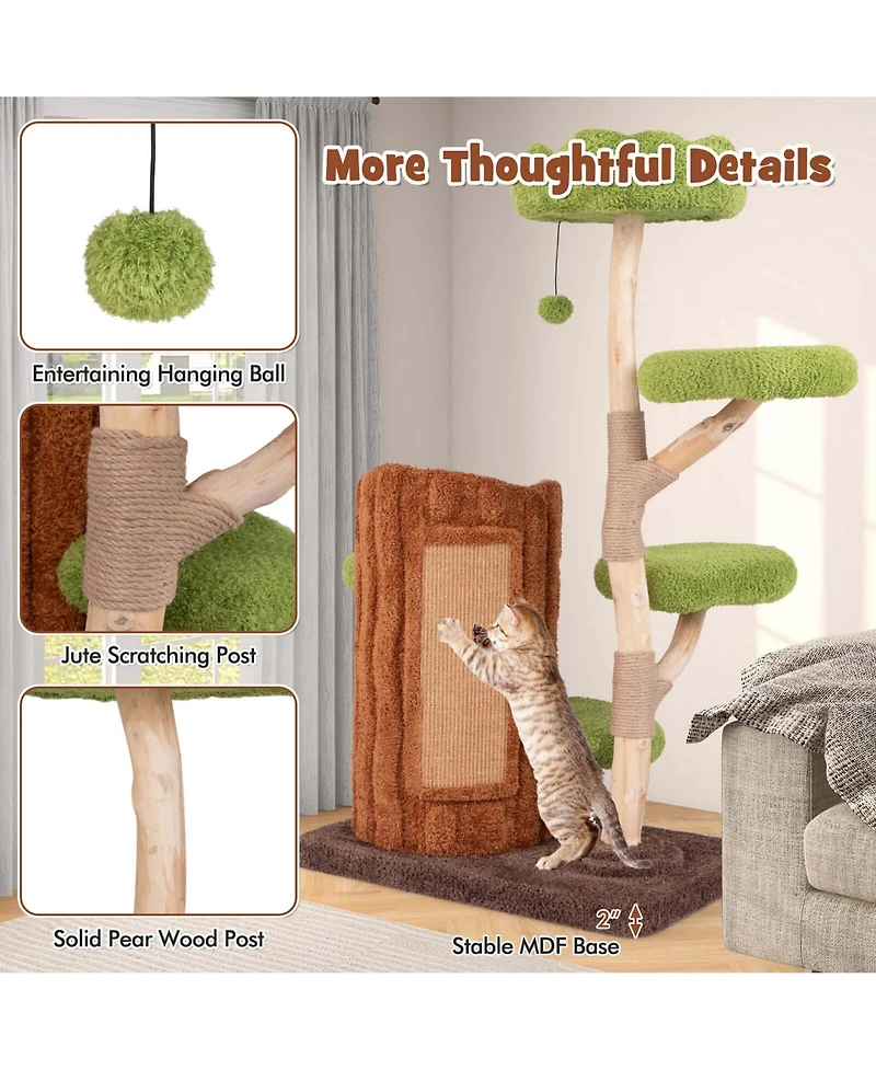 Costway Multi-level Cat Tree with Double Decker Cat House Scratching Posts & Sisal Panel