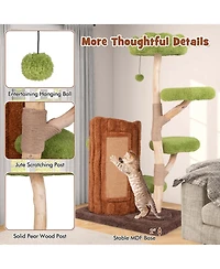 Costway Multi-level Cat Tree with Double Decker Cat House Scratching Posts & Sisal Panel