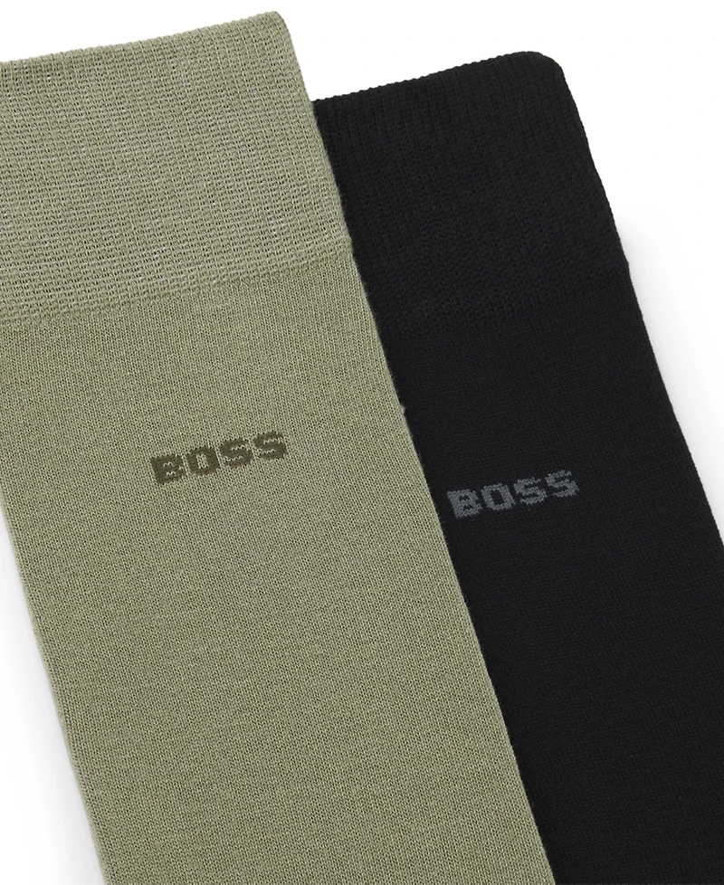 Hugo Boss Men's 2-Pack Uniform Color Solid Socks
